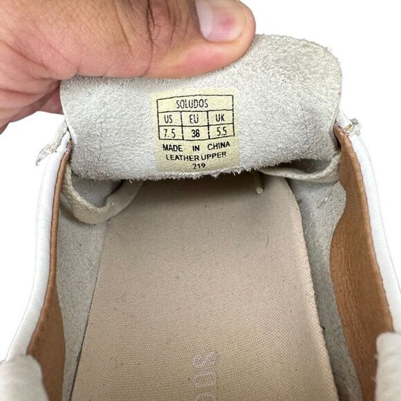 Soludos Ibiza Size 7.5 Women's White Leather Lace Up Sneaker Platform - Picture 4 of 9